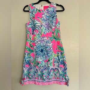 Lilly Pulitzer Dress Sz 0 Pink Tropics In the Groove Mila Stretch Shift